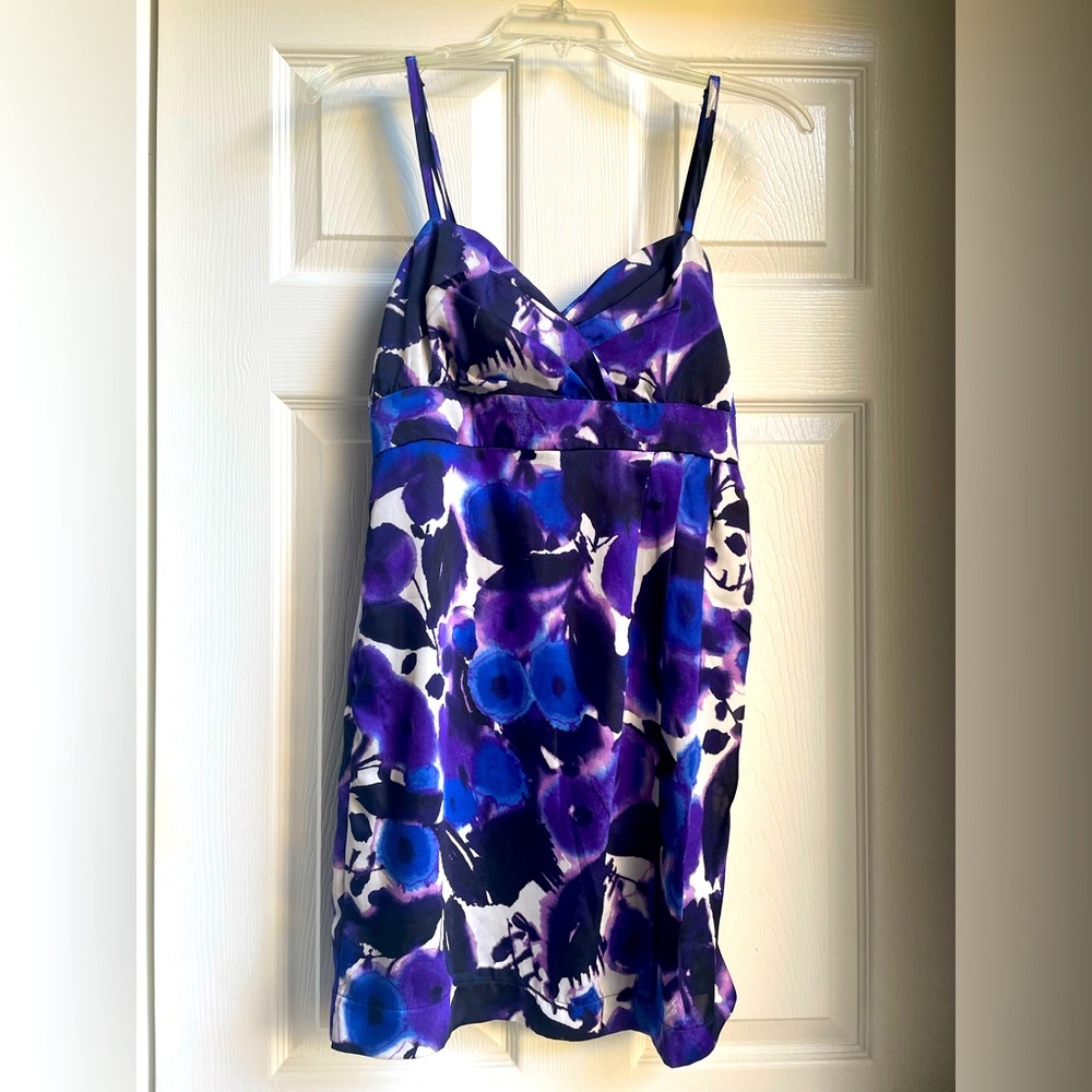 Floral Cocktail Dress - Purple Flowers - Size 6 - by One Clothing